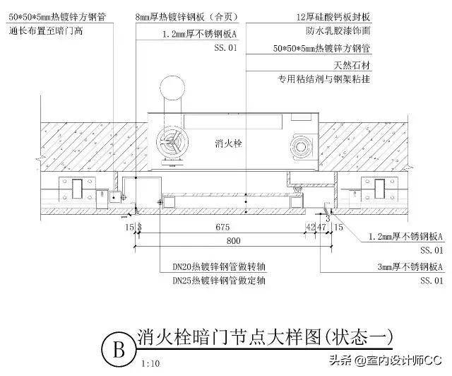 别的设计师设计的石材暗门已经是180°开启了,还是双轴的