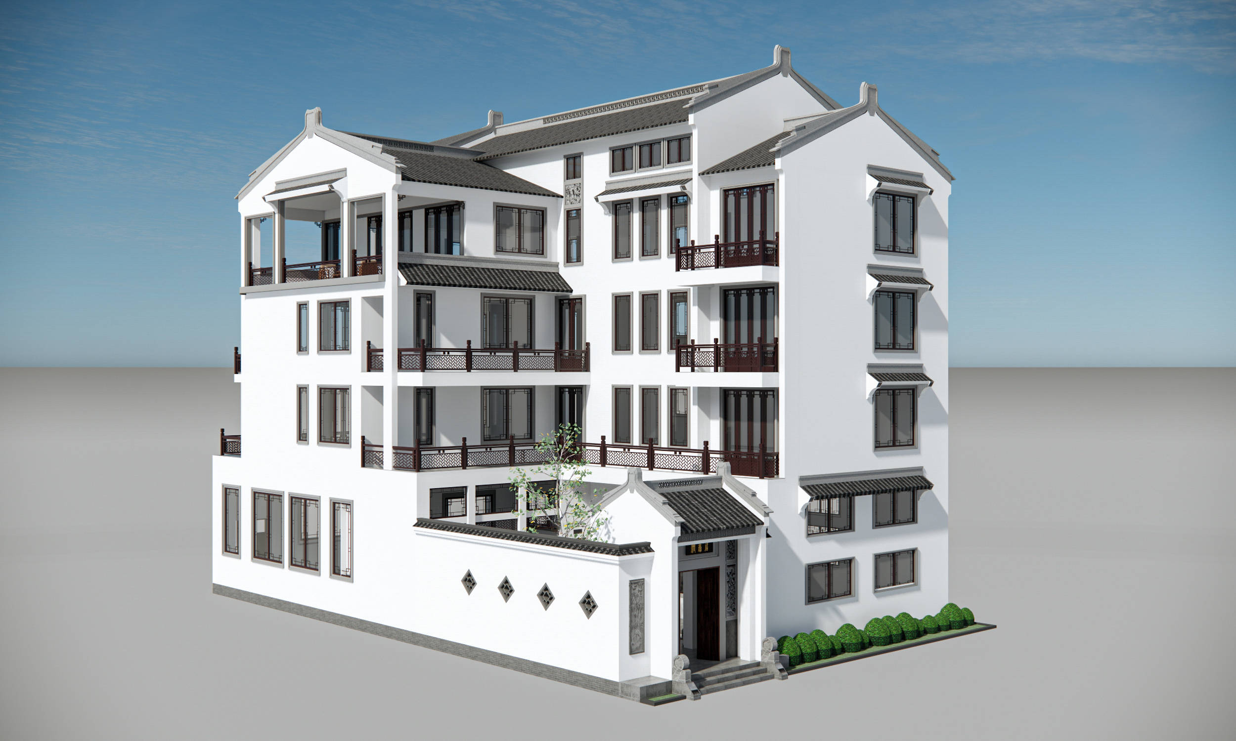 潮州八兄弟合建潮式院子四层的中式别墅,8间两房两厅家庭套房