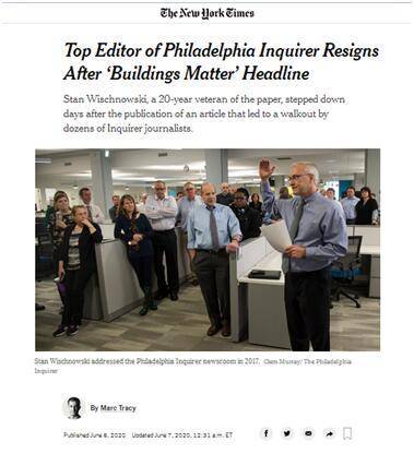 抗议|黑人命重要还是建筑重要，又一百年美媒“翻车”：总编辞职