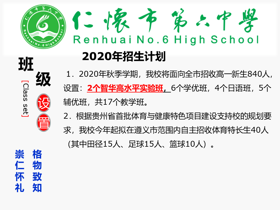 仁怀六中欢迎您!2020年高一招生简章来啦.