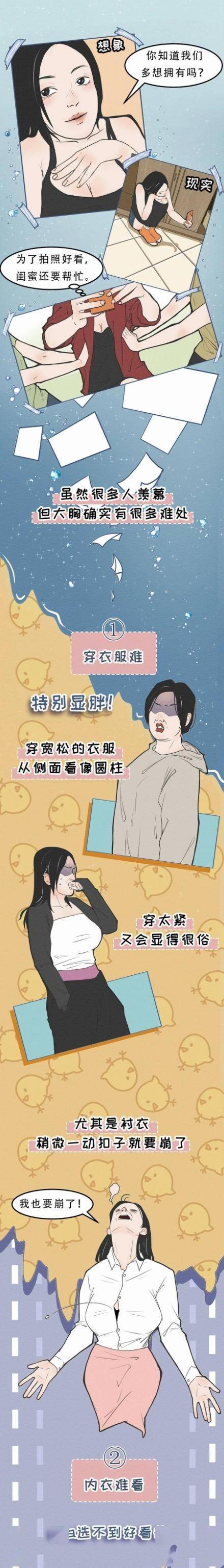 "大胸"女孩实在是太难了(漫画)