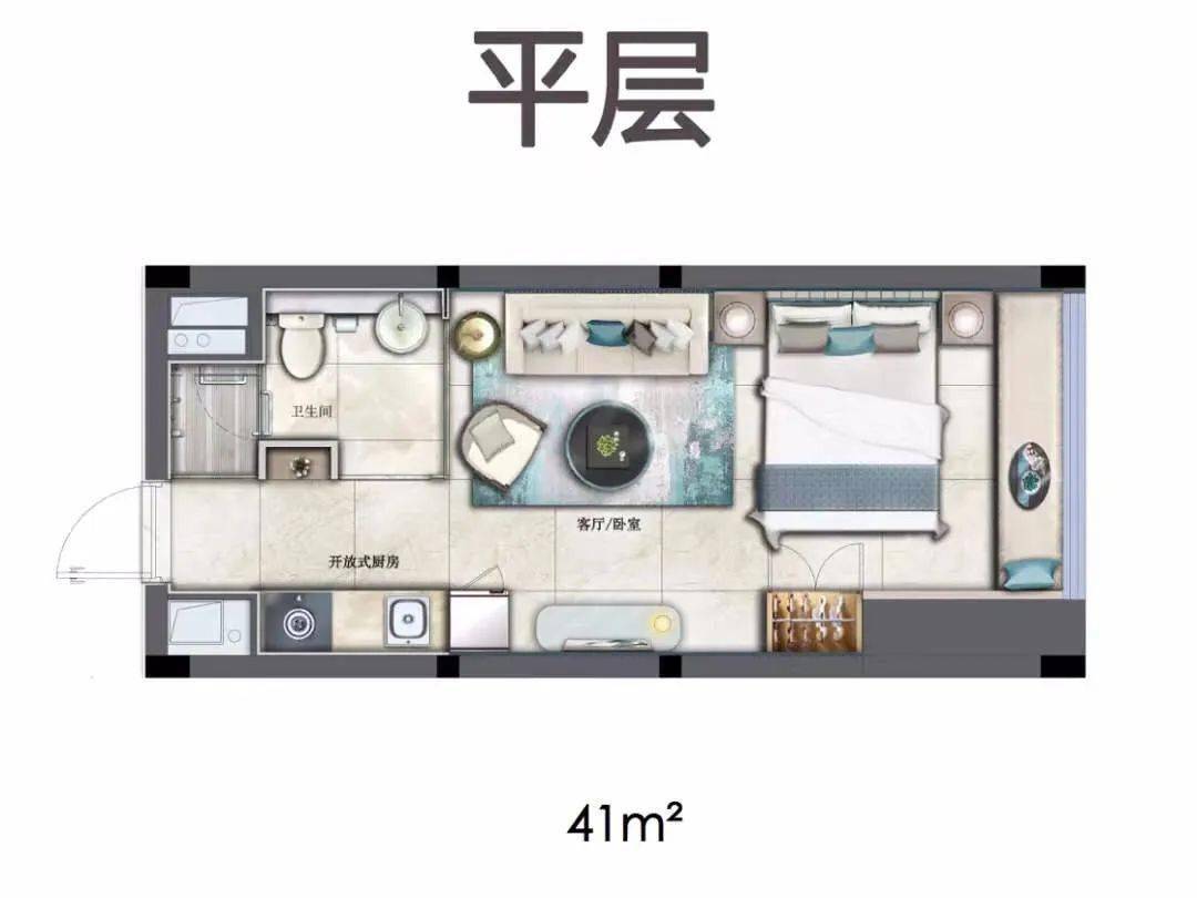 18-48层为loft公寓 层高约4.5米(可以设计打造成双钥匙公寓.