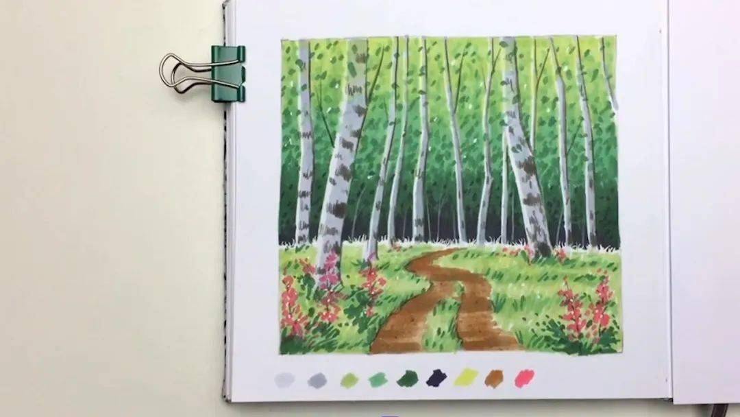 视频教你如何用马克笔画出唯美的森林风景手绘