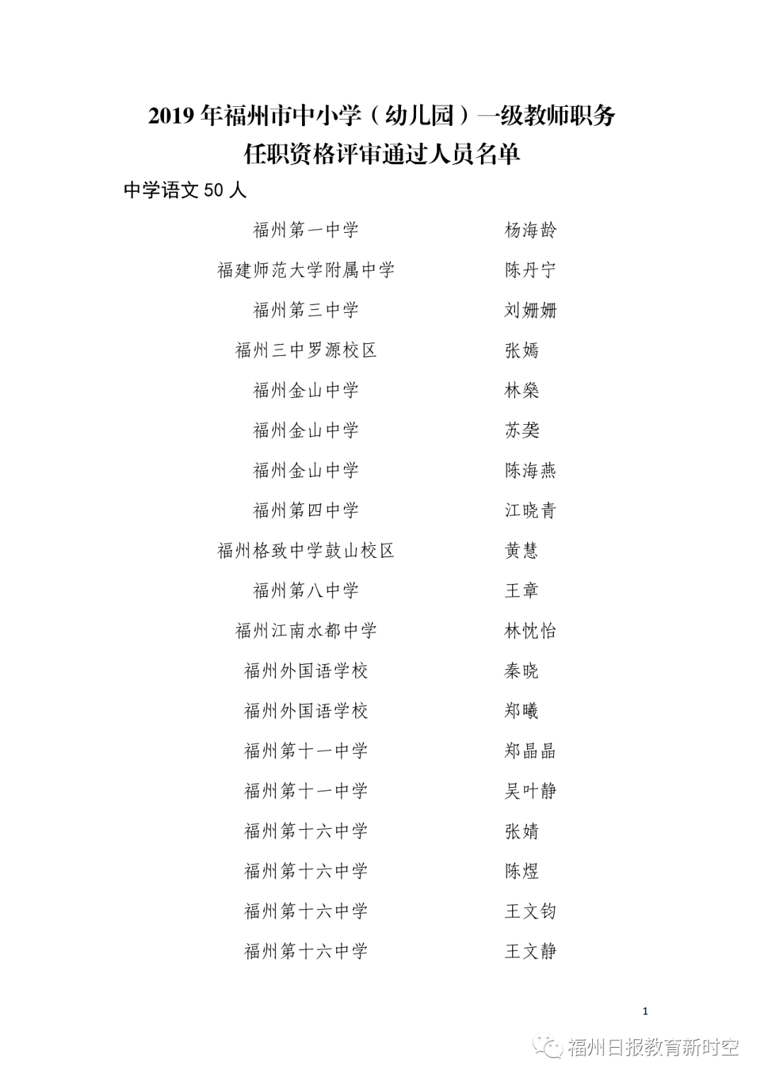 公示长乐这些教师拟通过评审看看有没有你认识的