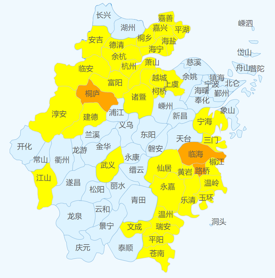 过去24小时,台州面雨量较大;省防指发出黄色预警