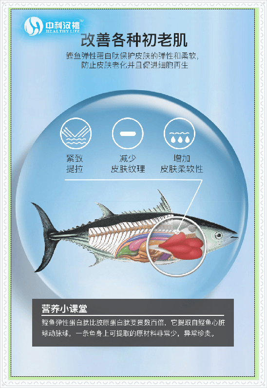 鲣鱼弹性蛋白提取自鲣鱼心脏球动脉球,一条鲣鱼身上可提取的原材料