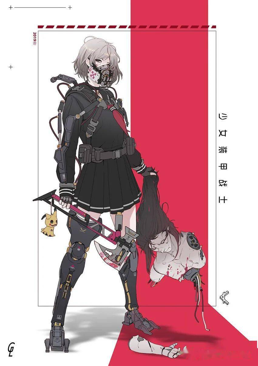 这位韩国画师笔下的少女机械义肢,赛博朋克风满满,又a