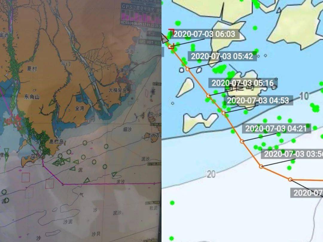 对比"deqin27"电子海图和智慧海事平台轨迹