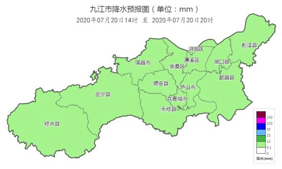 日 08 时～20 日 08 时降水量实况分布 截止11时  长江九江段水位环比