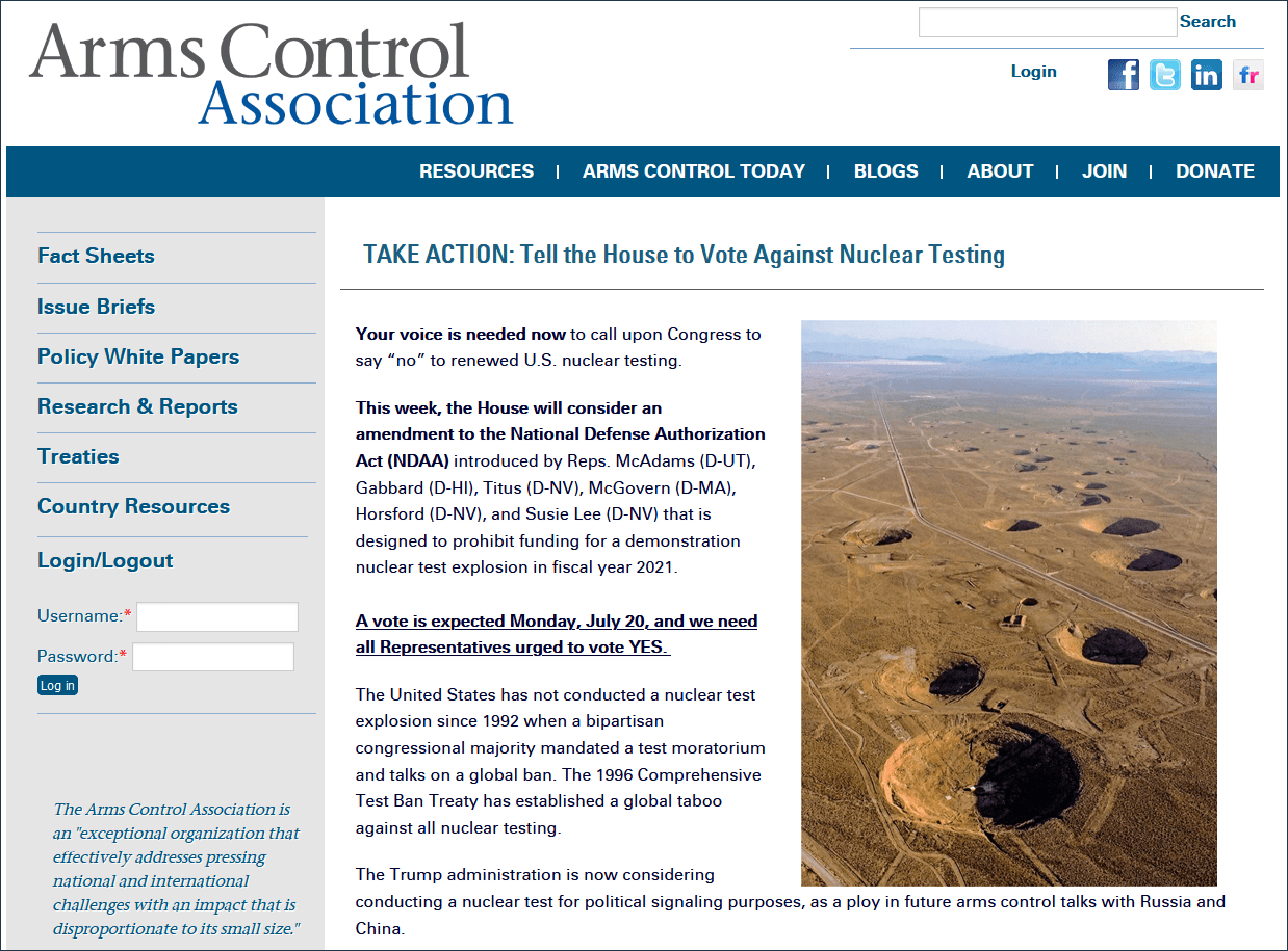 特朗普政府欲重启核试验，众院：不给拨款