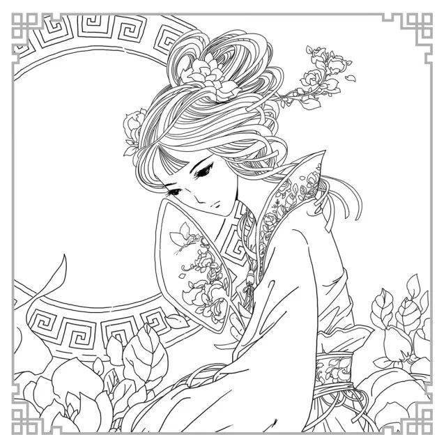 【最美古风】线稿素材,黑白线措手绘古风人物素描线稿