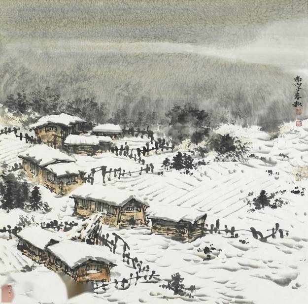 100幅山水雪景的画法(一生受益的国画教程~)_冰雪