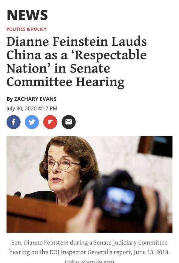 黛安娜·范斯坦|【中国那些事儿】美国联邦参议员：中国值得尊敬，因疫情起诉中国将适得其反