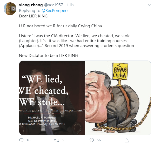 佩奥|蓬佩奥又污蔑中国在美搞间谍活动，被推特网友群嘲