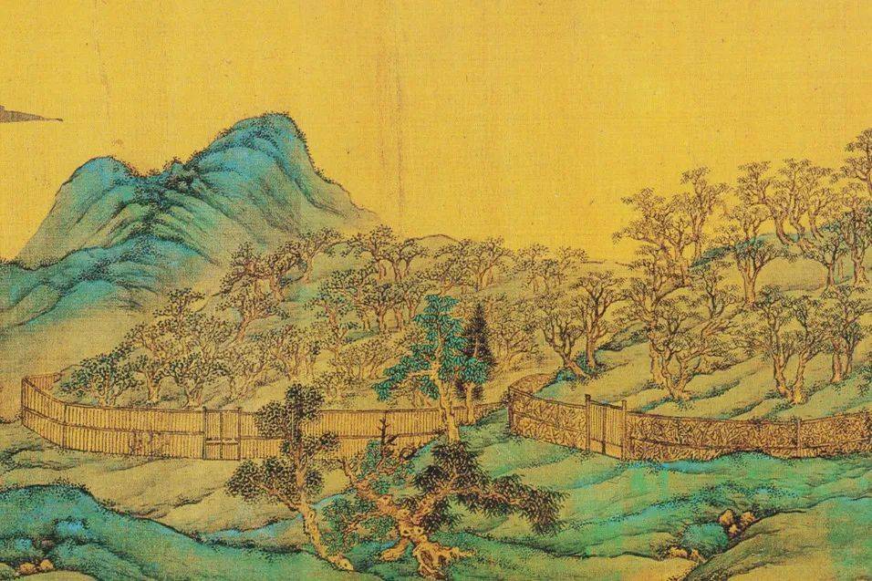 明 仇英《辋川图》局部 图中绘有漆园