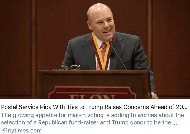 重组|共和党“粉丝”重组美国邮政局，或影响2020年大选结果？