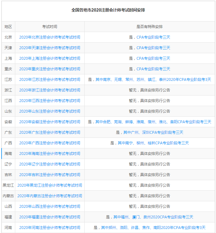 2020年CPA考试批次分配!(最新发布)