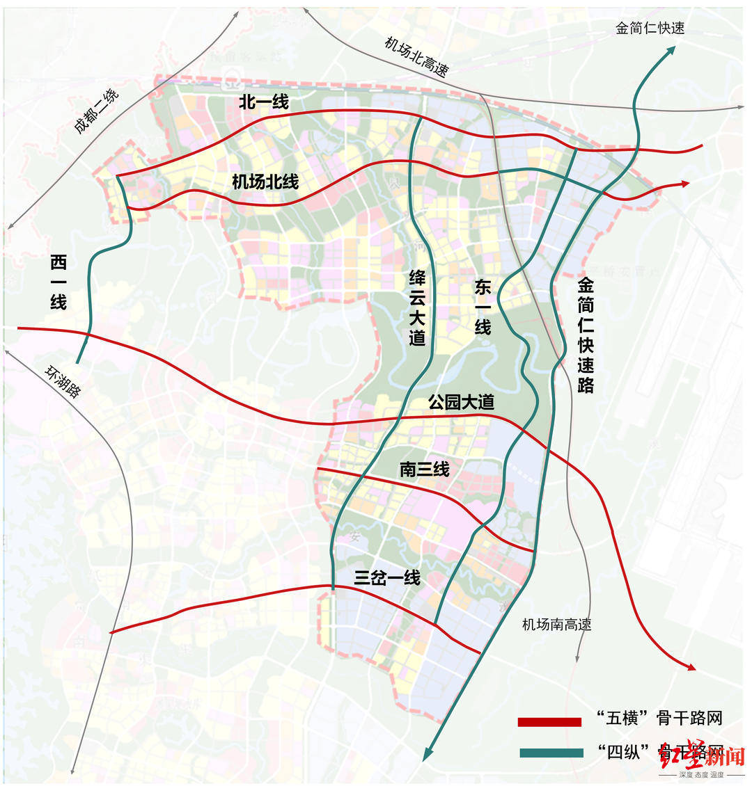 三岔一线正进行综合管廊主体施工 金简仁快速路正在进行路床施工 机场