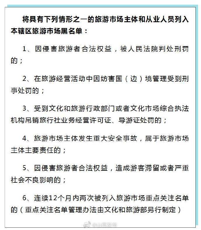 建设|加快信用体系建设！山西旅游市场“黑名单”细则发布