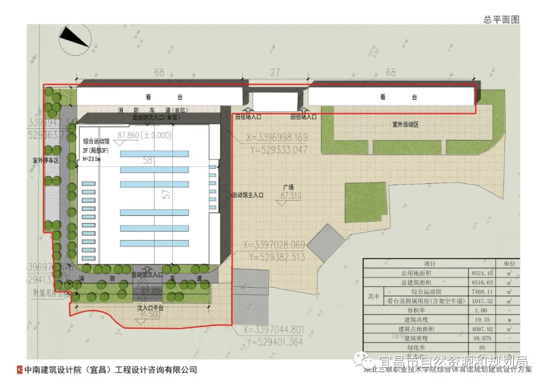 湖北三峡职业技术学院综合体育馆工程设计方案批前公示