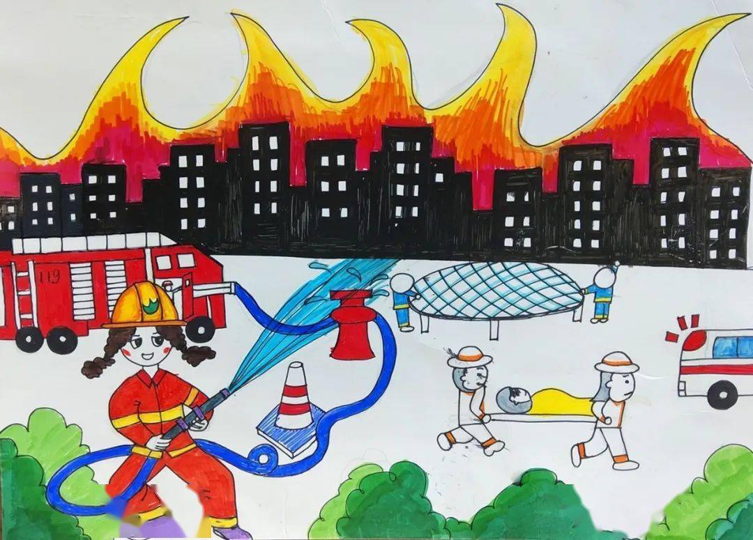 速围观 | 儿童消防绘画作文大赛助力119消防宣传月_作品