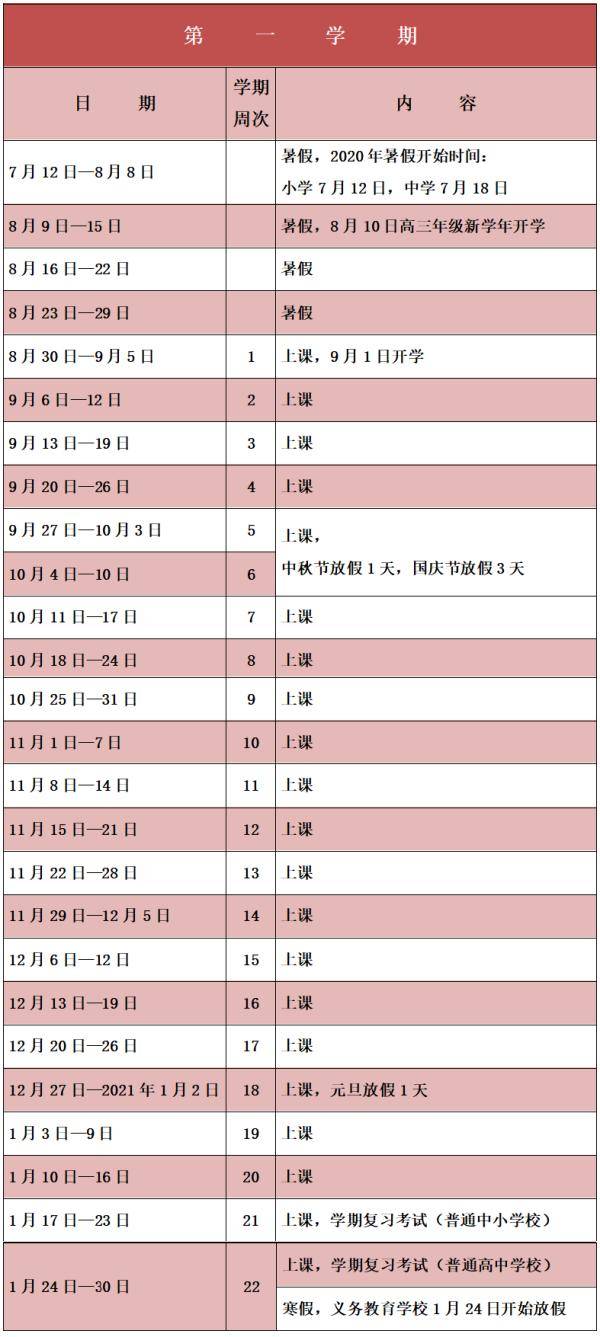 校历|赶紧收藏！深圳2020-2021学年校历出炉！寒暑假、节假日这样安排