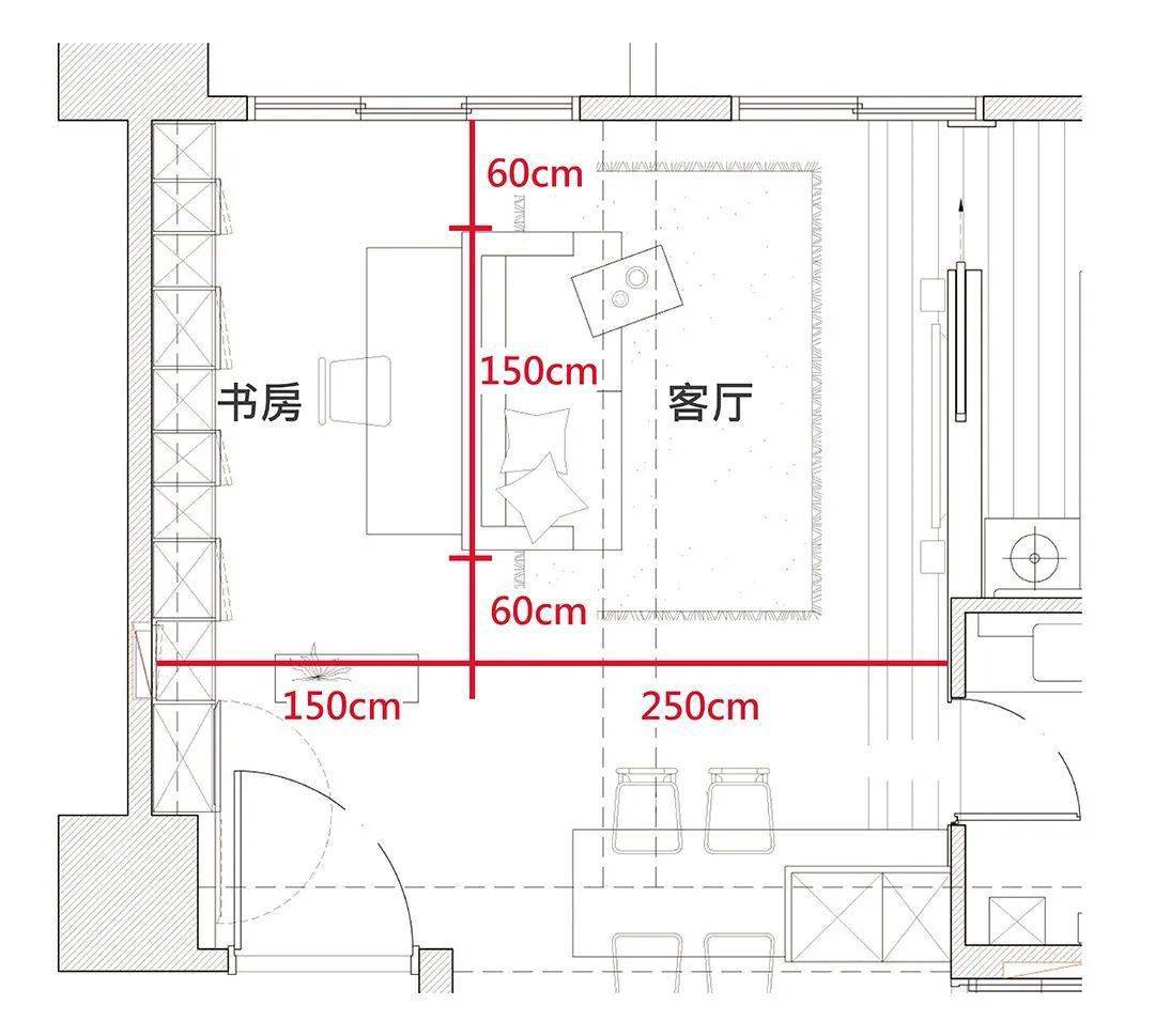 小户型扩容的完胜法:10㎡客厅这样布局,多加餐厅,书房或厨房,全都塞得