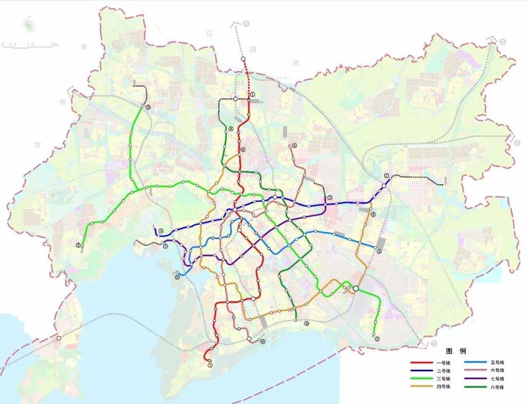 无锡市区轨道线网巩划图