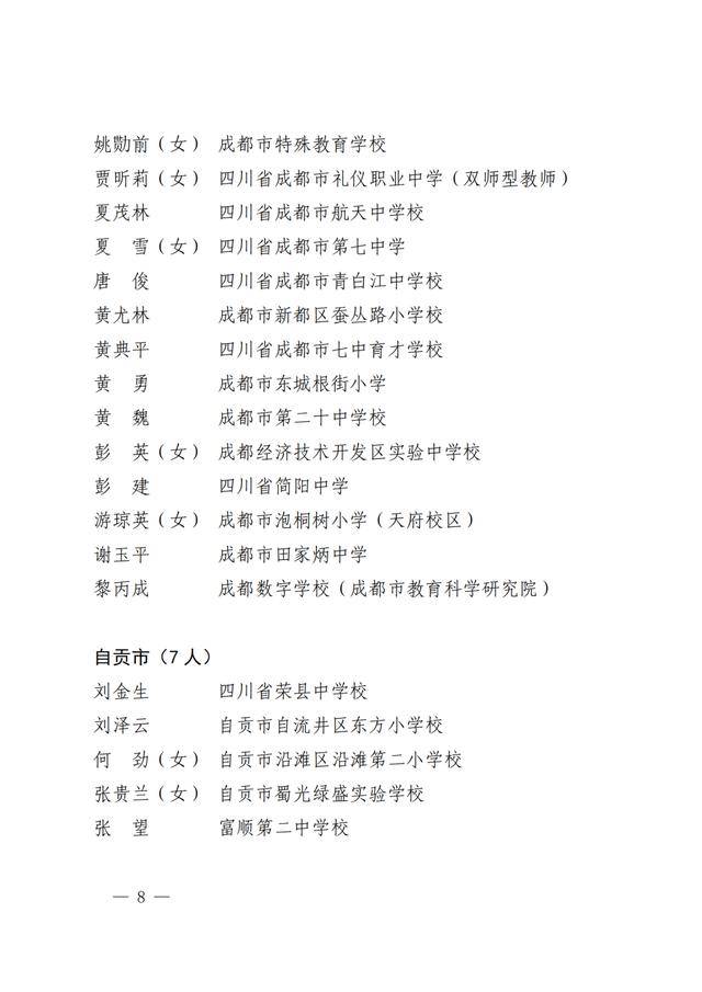 四川|点赞！四川教书育人名师、名校长、名班主任、名辅导员名单出炉