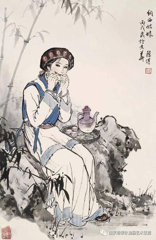 中国画家陈谋十七幅工笔重彩人物作品画欣
