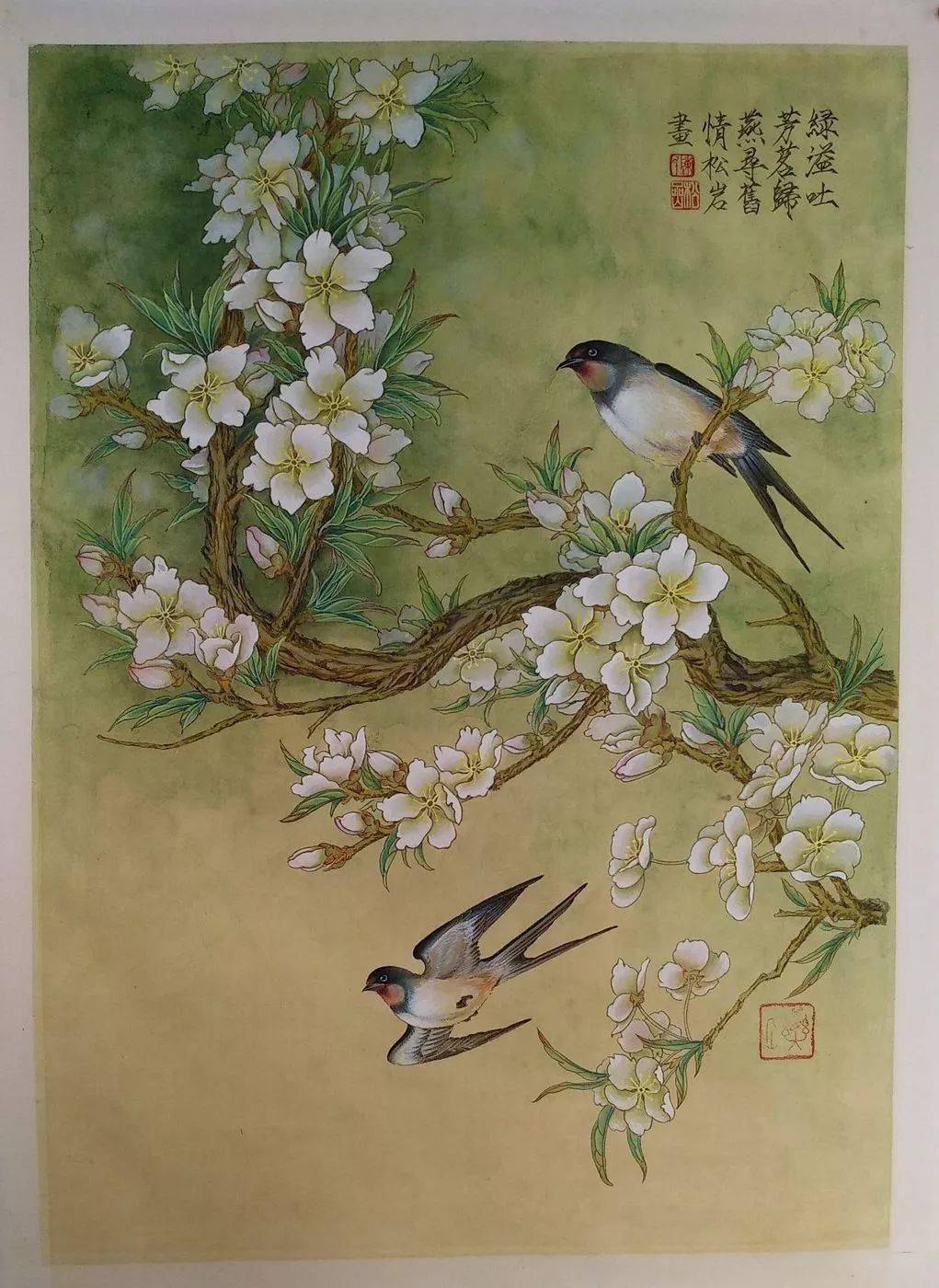 欣赏| 陈松岩新工笔花鸟画80图 质感光影超棒 真美啊