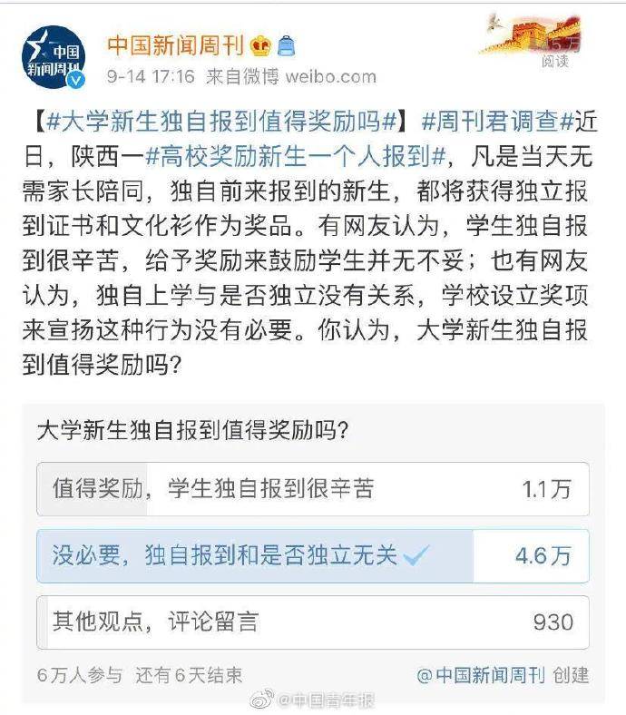 新生|高校奖励新生一个人报到？网友却吵翻了...