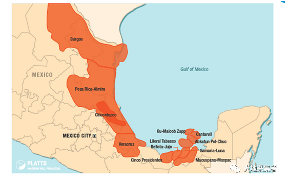 多数位于墨西哥湾的墨西哥湾坎佩切湾东海岸,靠近韦拉克鲁斯州,塔巴