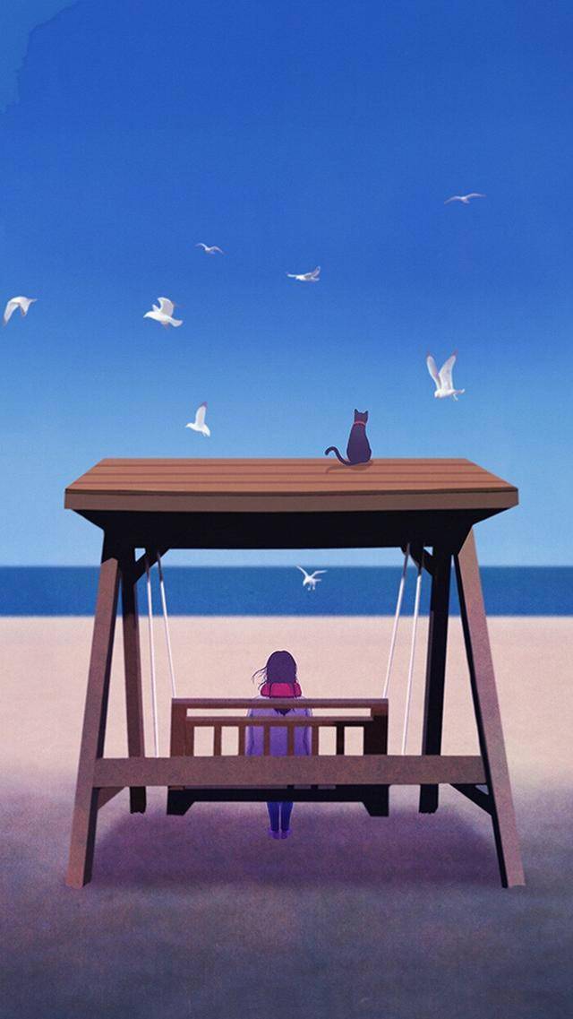 猫咪与少女,一人一猫,互相陪伴,温馨而美好治愈的画面