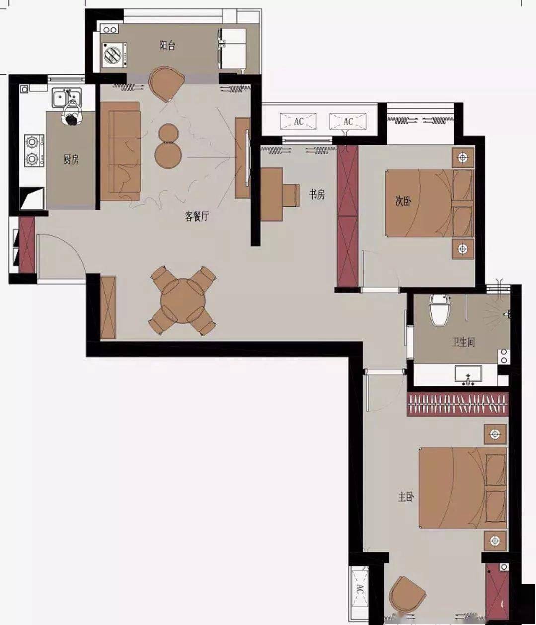 客厅|活画石 | 70平米简约三居室装修效果——我的独居