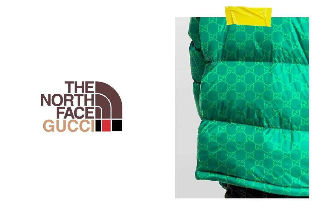the north face x gucci在网络流出 是印上满满gg logo的羽绒外套!