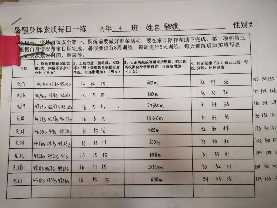 天津市第三十五中学暑期学生体育家庭作业工作总结