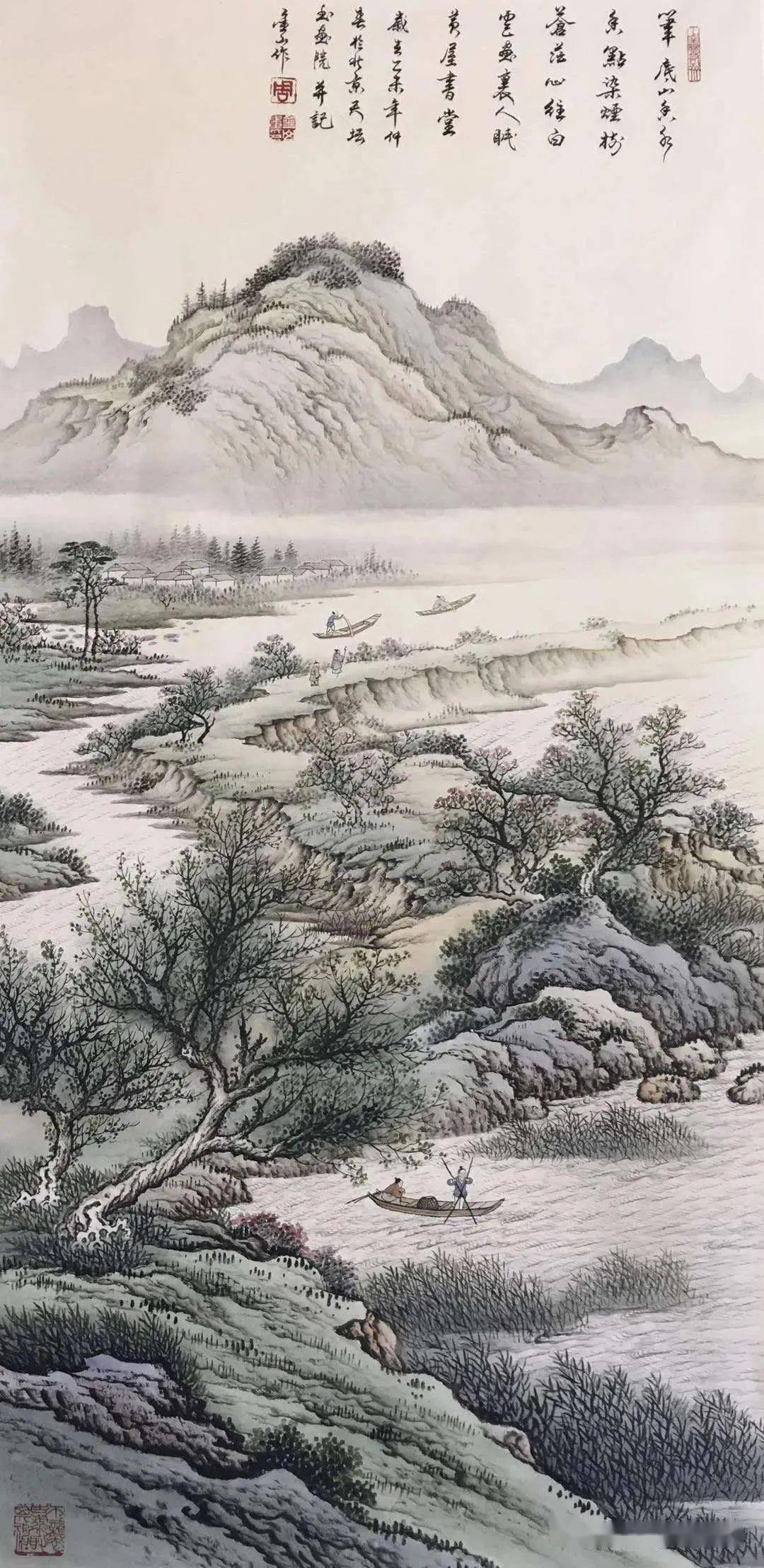 在中国山水画史上,工笔山水曾以皇家风范鼎足画坛,涌现过许多载入史册