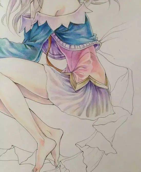 彩铅教程 | 动漫美少女绘画过程_颜色