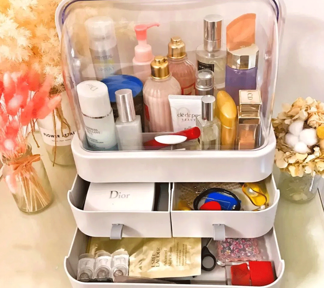 化妆品|好看又实用的化妆品收纳盒~防尘防水大容量,这才是梳妆台该有的样子!