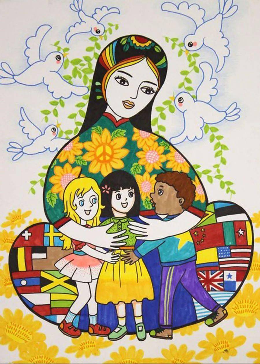 儿童画创意世界和平主题作品精选
