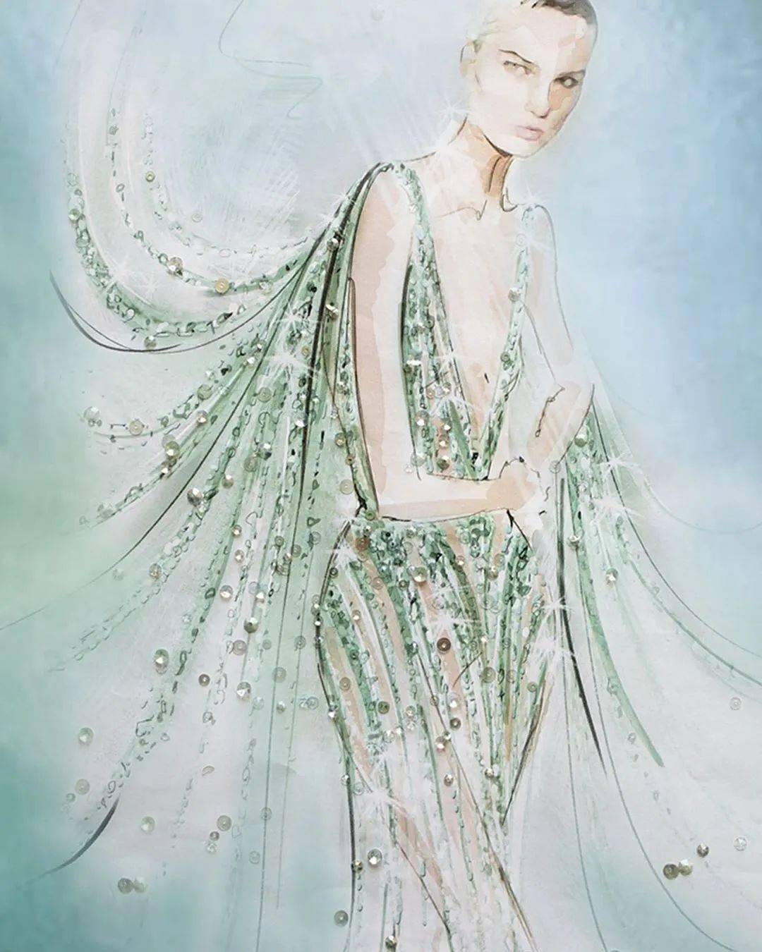 Saab|下凡历劫这么苦,为什么不打扮得再美一些呢?交织着华丽Elie Saab在斜阳下闪烁着光芒