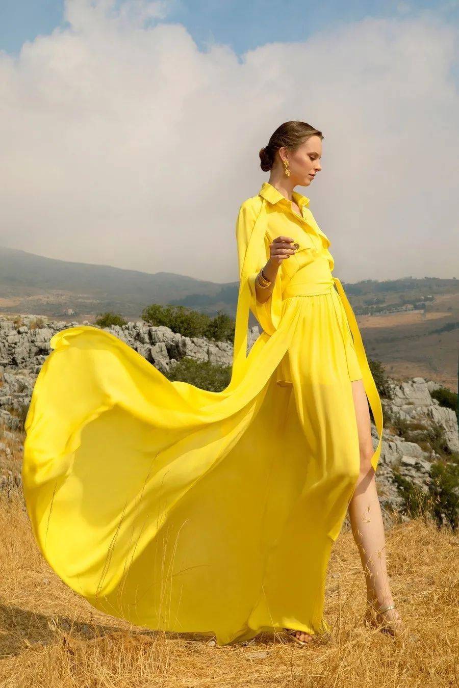 Saab|下凡历劫这么苦,为什么不打扮得再美一些呢?交织着华丽Elie Saab在斜阳下闪烁着光芒