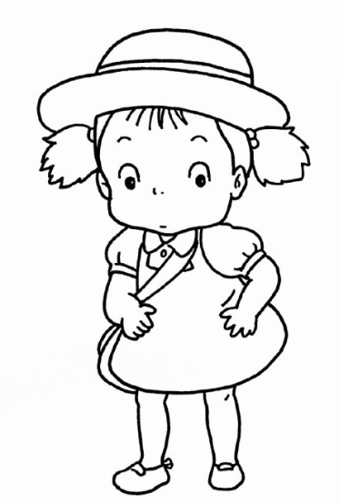 【简笔画教程】《龙猫》小女孩小梅的画法教程