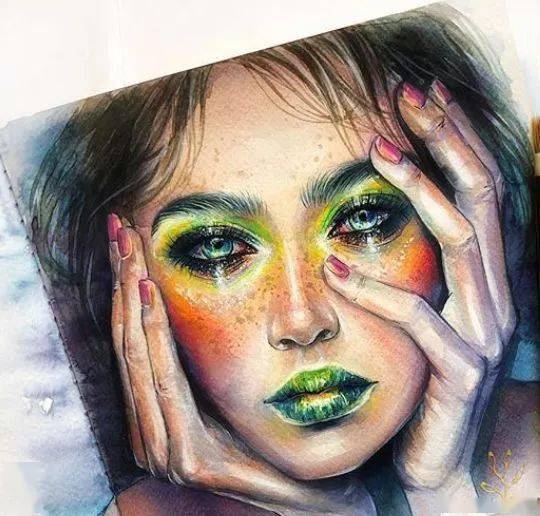 水彩|沉迷眼睛刻画的小伙伴看过来！Lina的水彩人物肖像步骤统统分享给你！