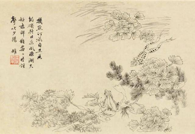 陆抑非白描花鸟欣赏