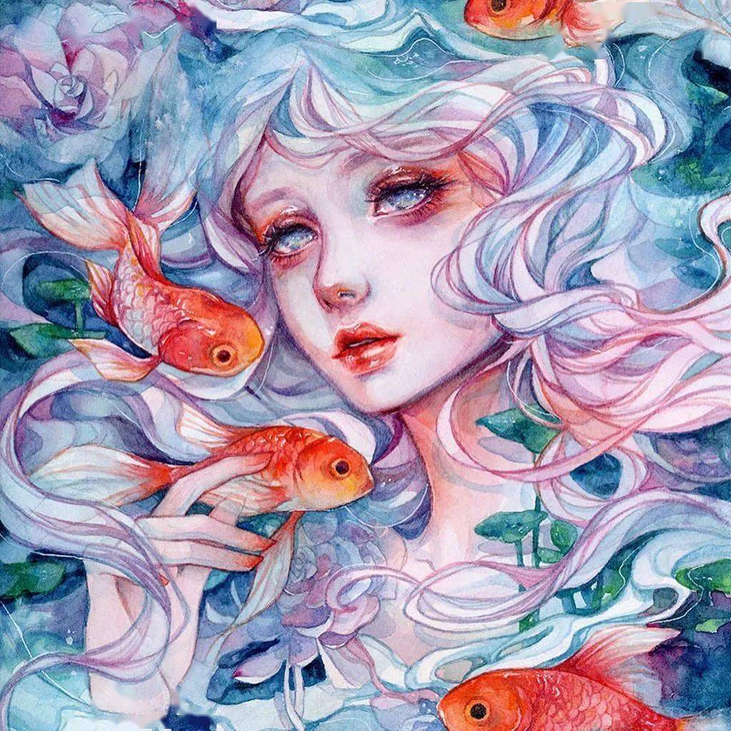 水彩插画 |唯美水彩人物插画作品,画面美翻