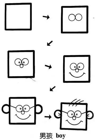 创意图形儿童简笔画-正方形变变变!