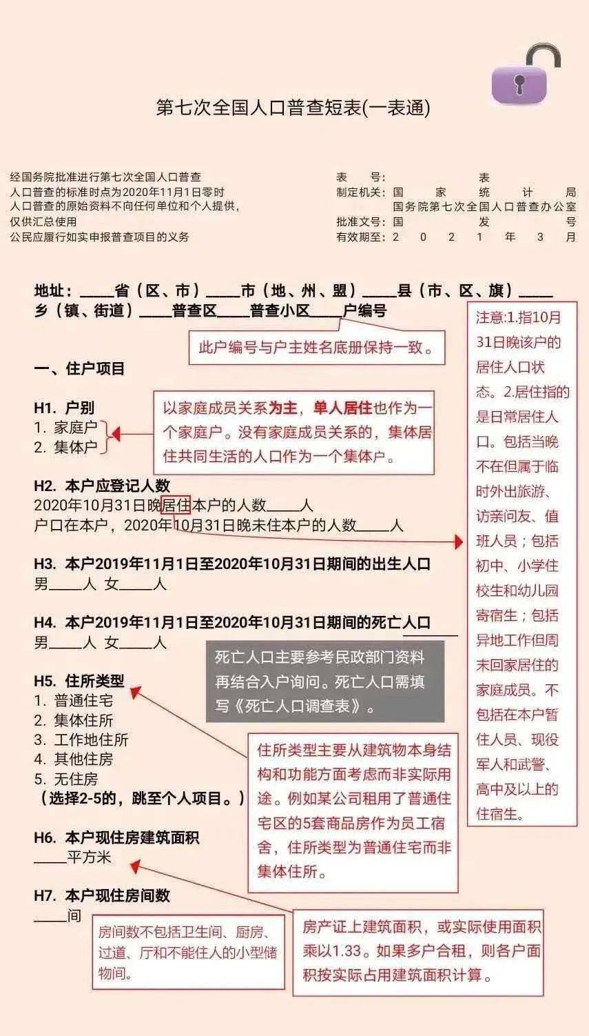 填报人口普查表_人口普查表