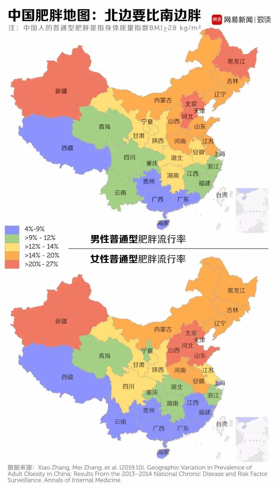 当女性腰围超过85cm 而男性腰围超过90cm 中国肥胖地图出炉 中国肥胖